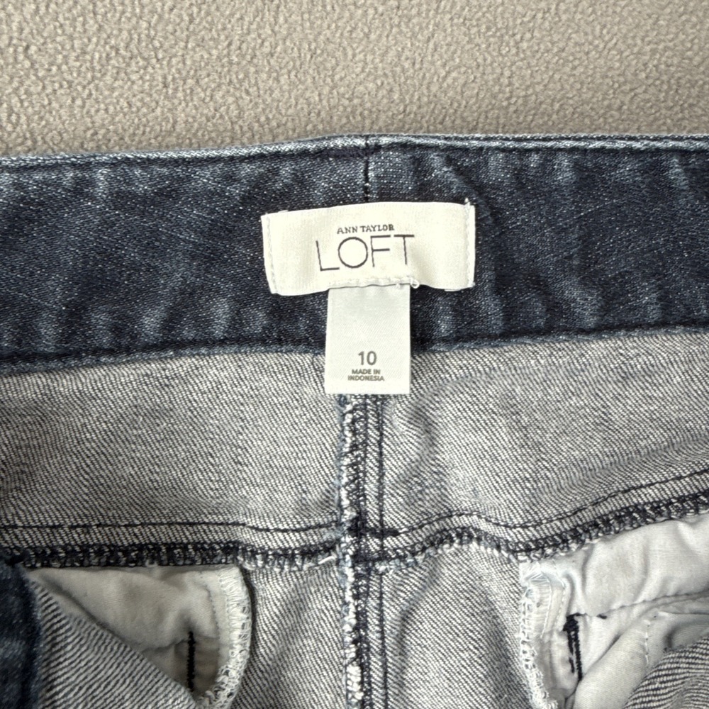 LOFT Flare Jeans Womens 10 Blue High Rise‎ Patch Pockets Denim Unpicked Raw Hem - Picture 12 of 14
